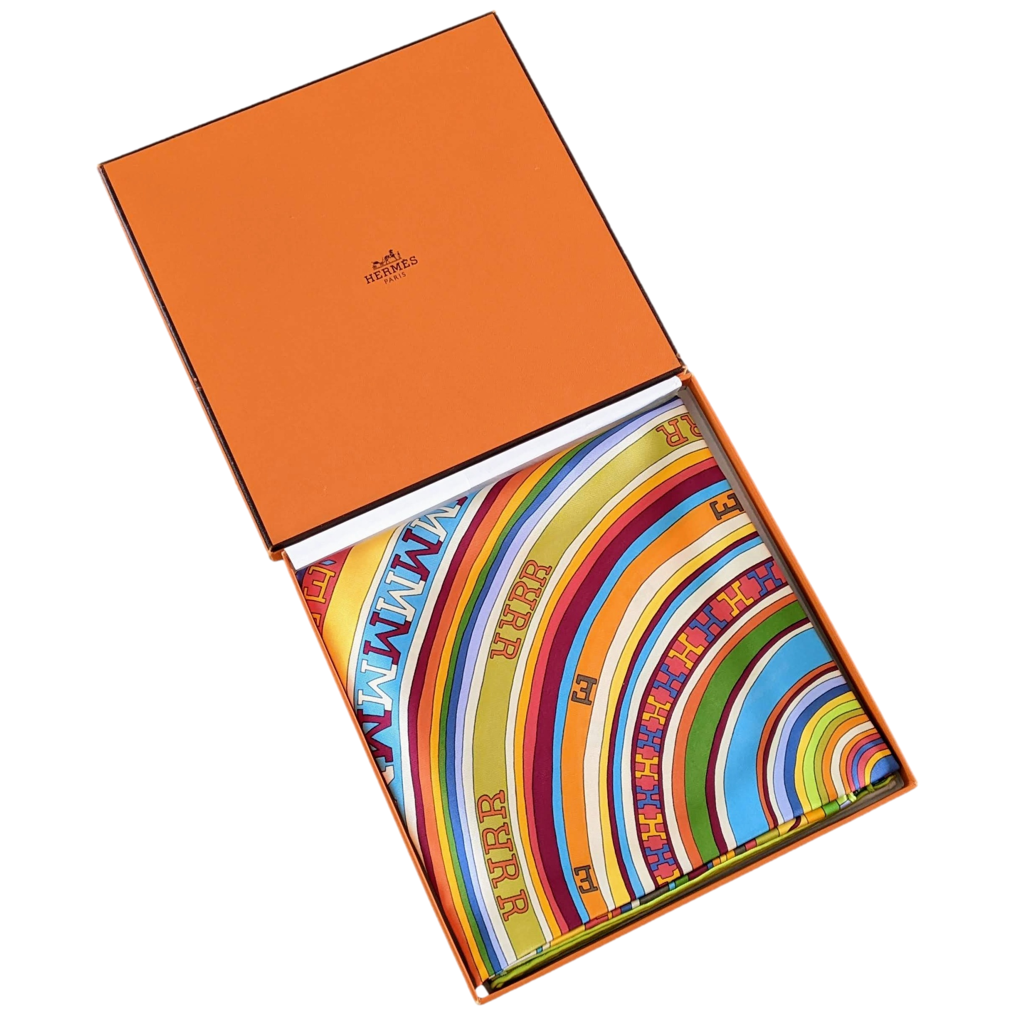 HERMES TOHU BOHU 2004 Green/Multi Twill Silk Scarf 90 x 90 cm,