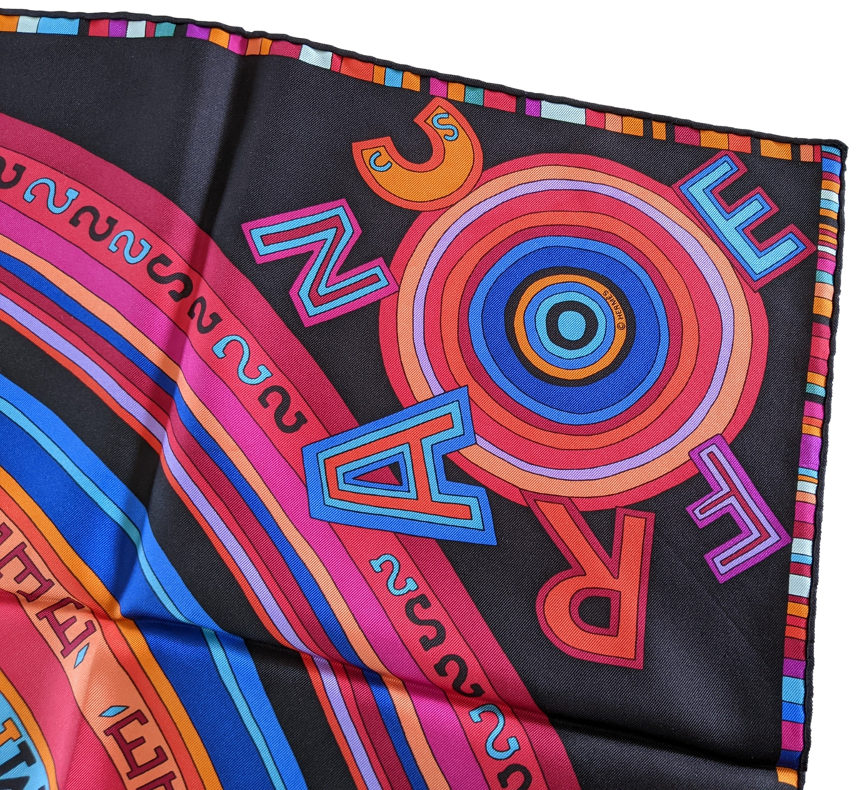 HERMES TOHU BOHU 2004 Black/Multi Twill Silk Scarf 90 x 90 cm
