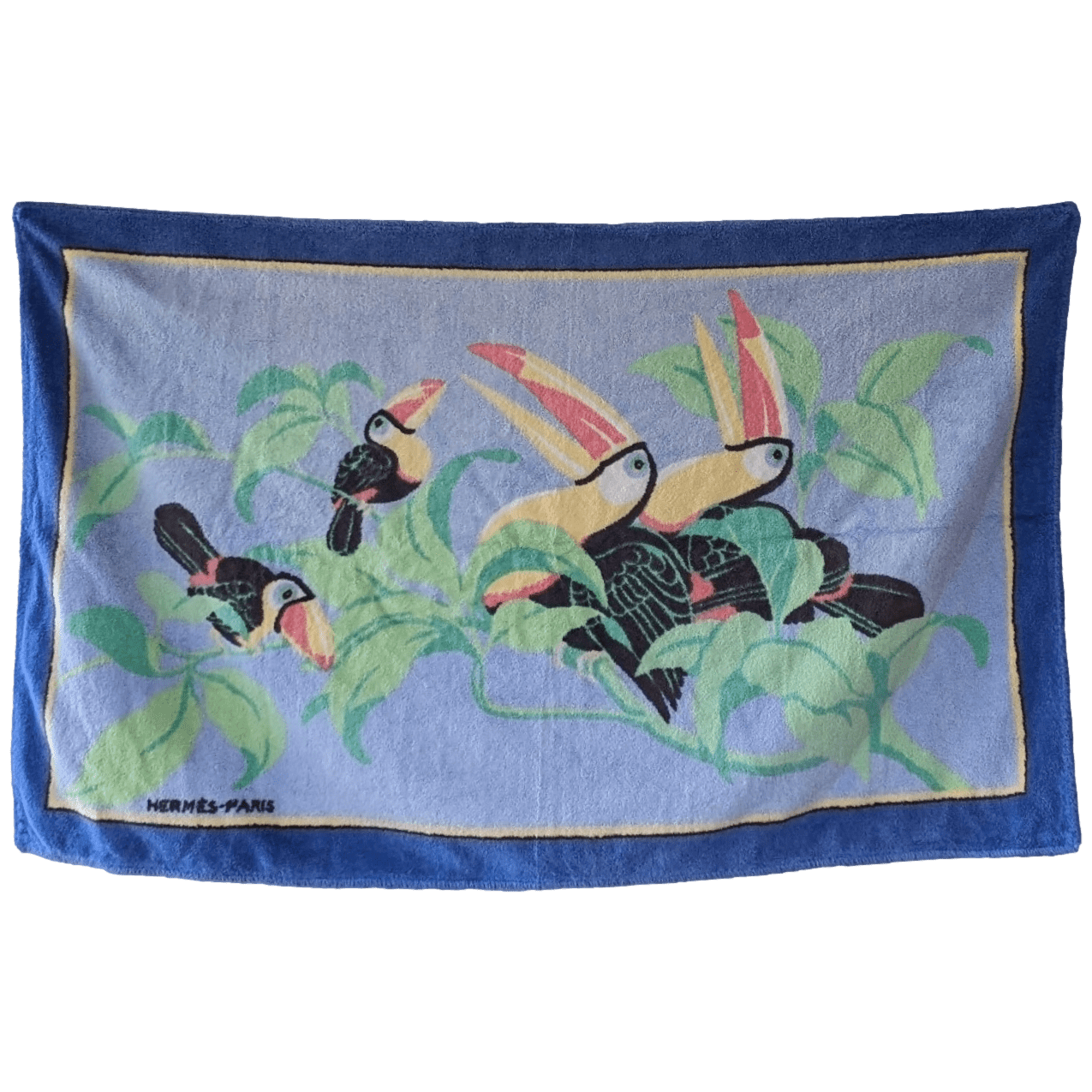HERMES Toucans Tapis de Plage Terry Beach Towel 90 x 150 cm