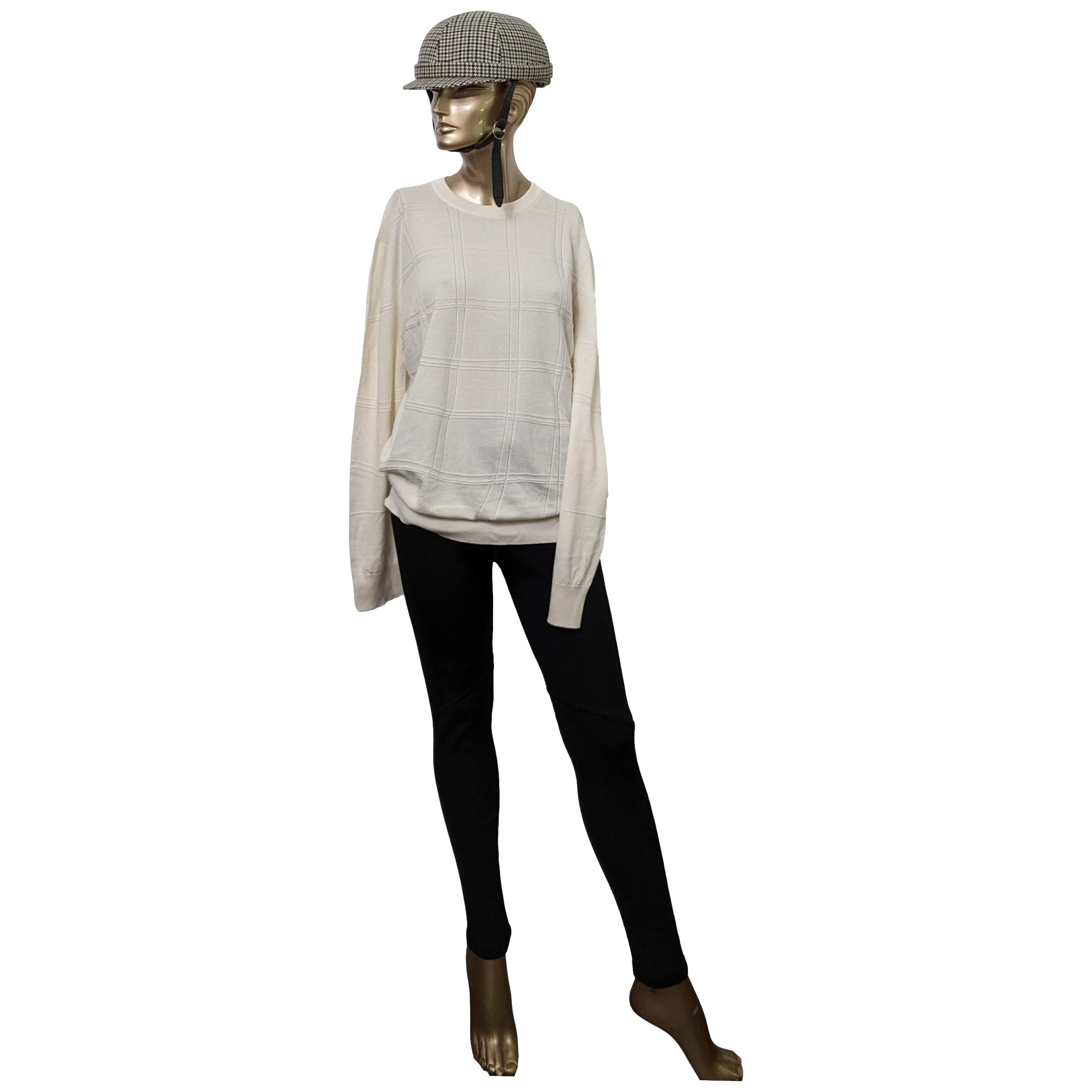 HERMES VAGUE DE CARREAUX Cahsmere/Cotton Crewneck Sweater SzXL