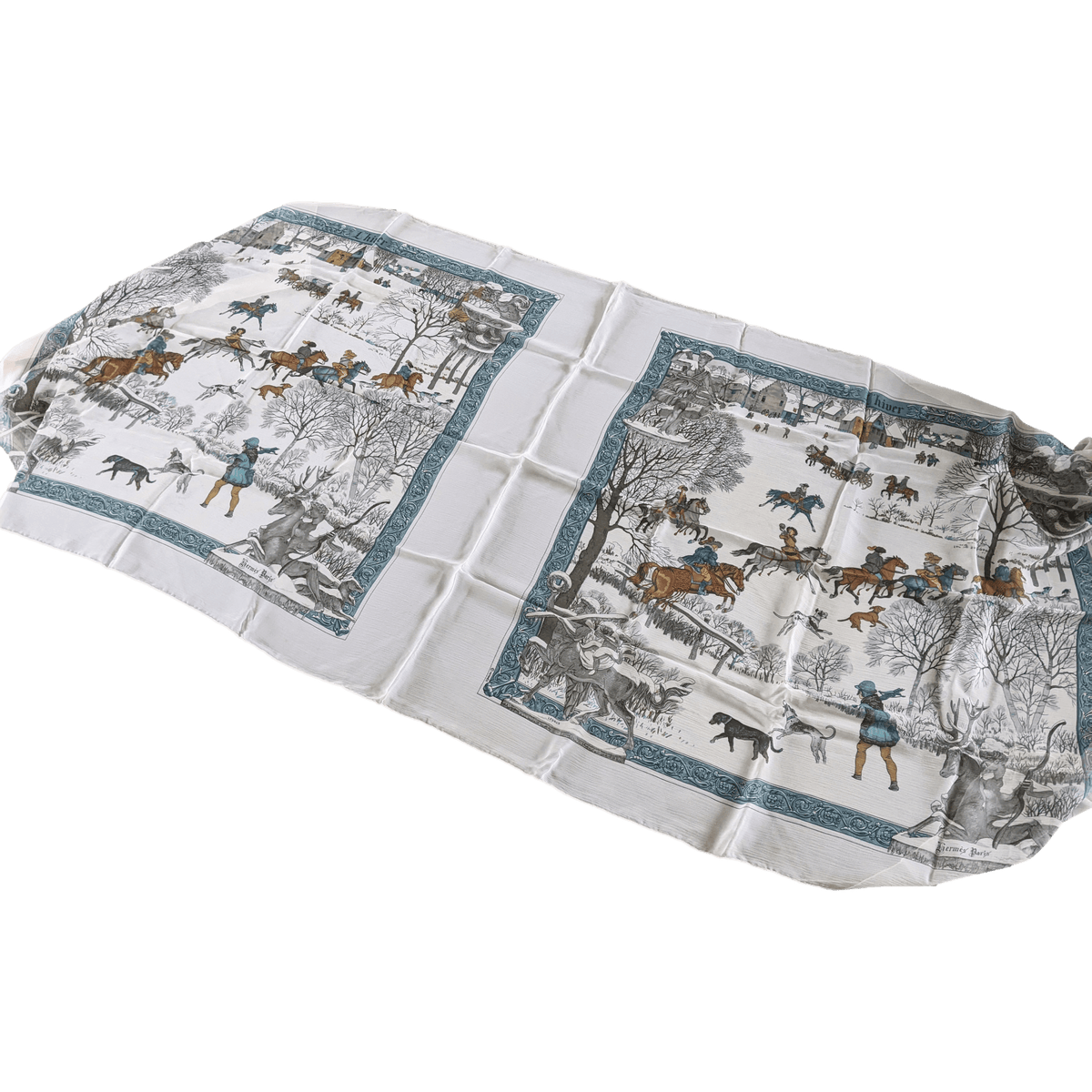HERMES Vintage White Double Carre Mousseline