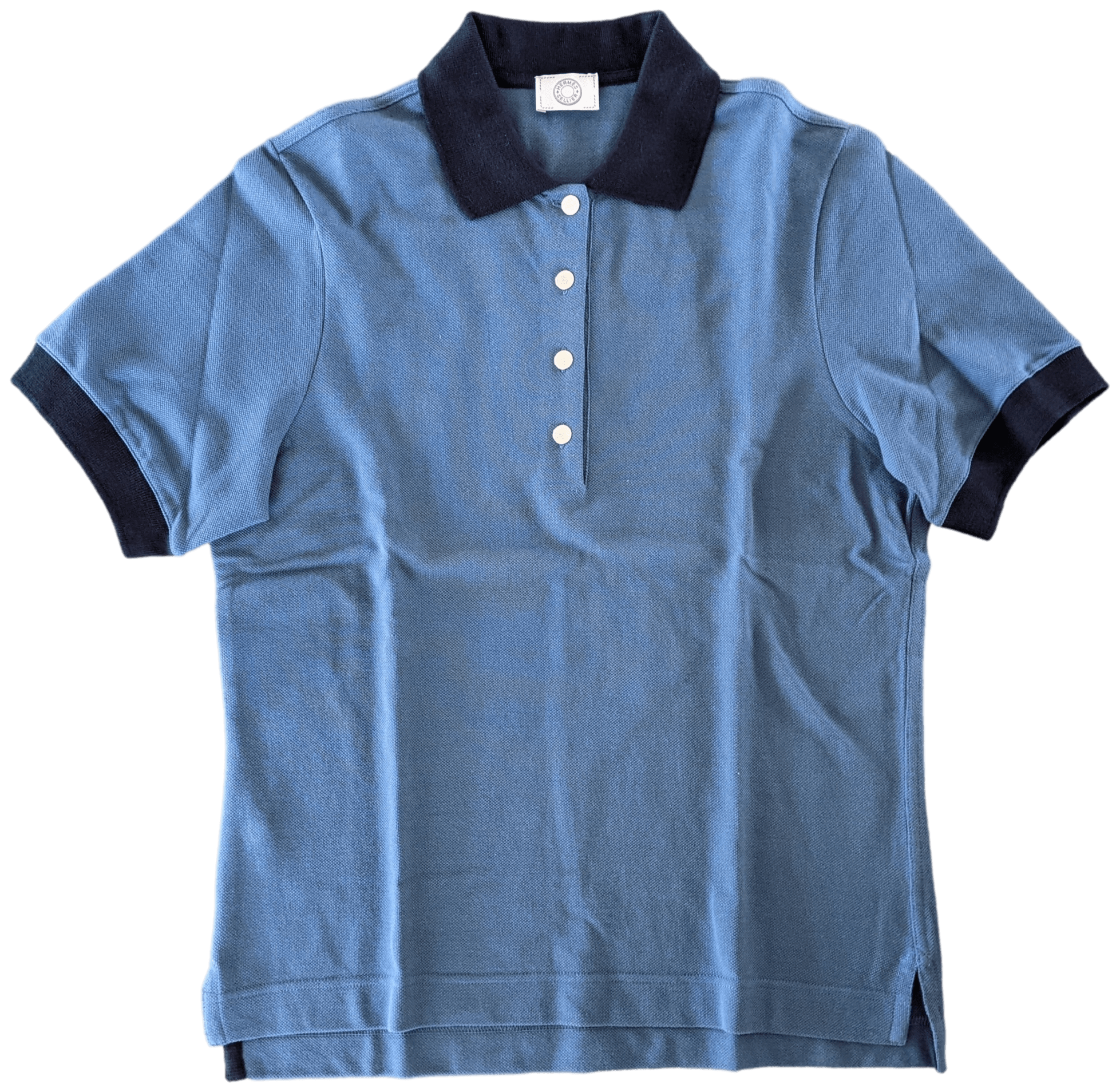 HERMES POLO SELLIER Women's Petrole/Navy Blue Buttoned Polo Shirt