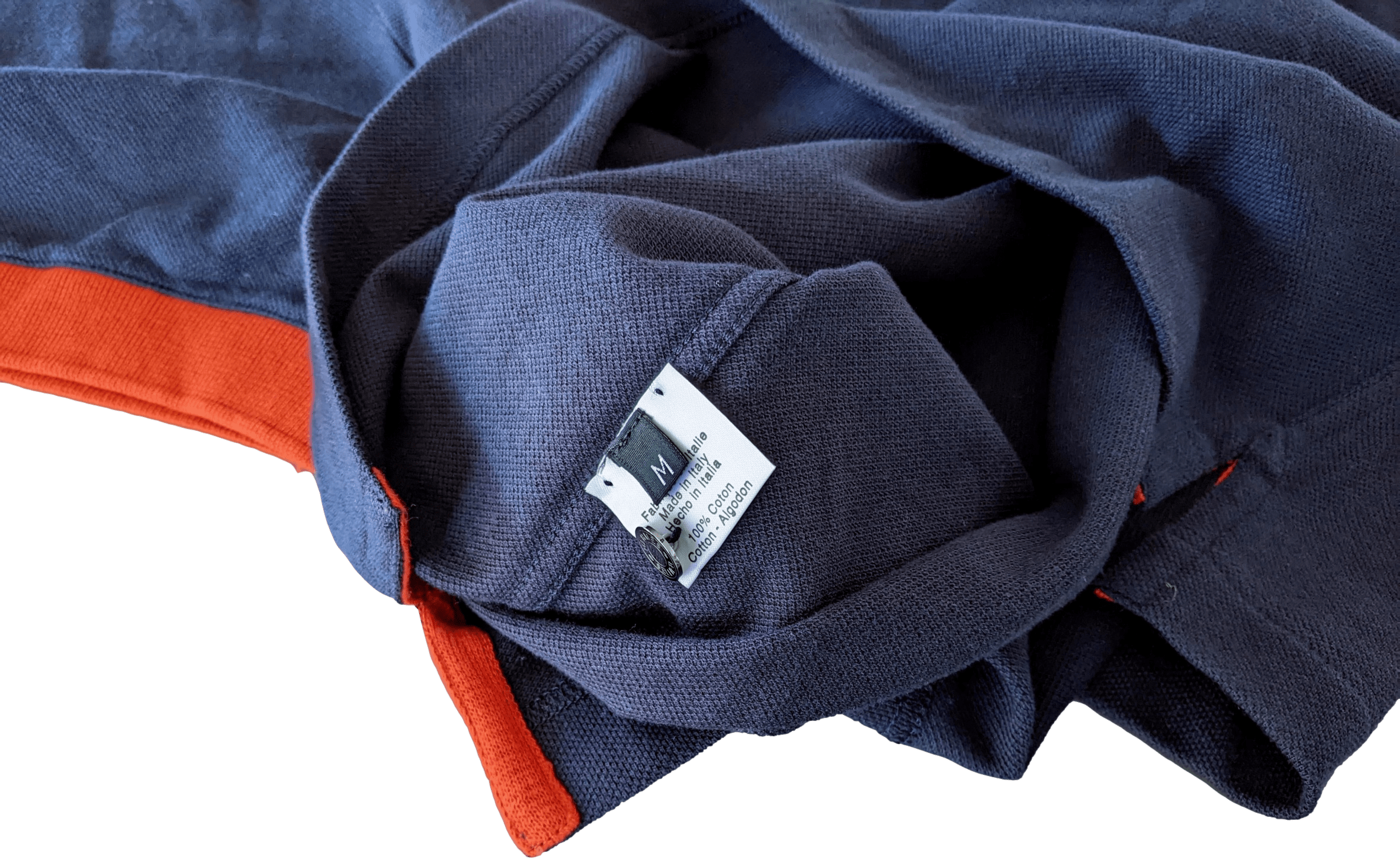 HERMES POLO SELLIER Women's Navy/Orange Buttoned Polo Shirt