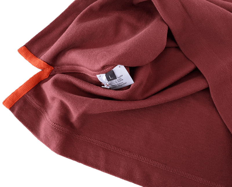 HERMES POLO SELLIER Women's Burgundy/Orange Buttoned Polo Shirt
