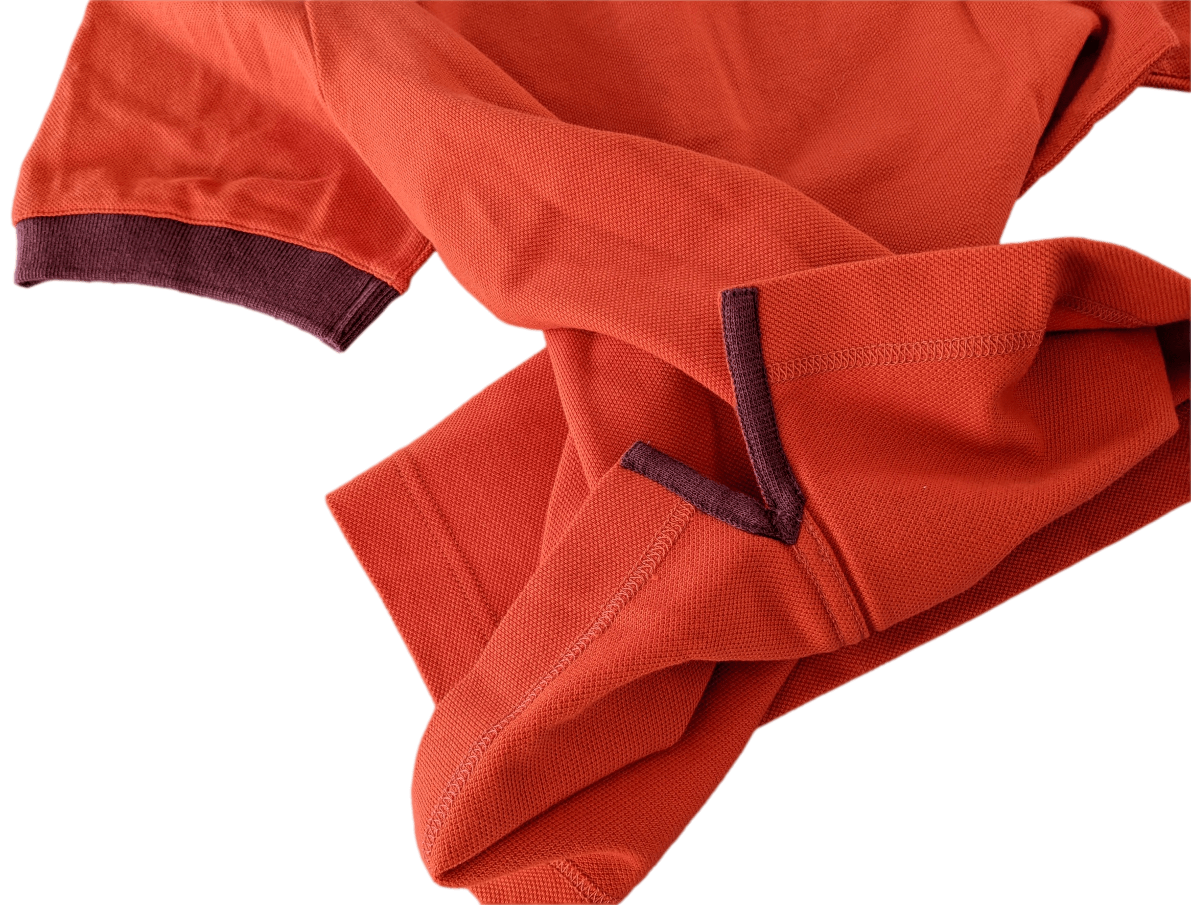 HERMES POLO SELLIER Women's Orange/Burgundy Buttoned Polo Shirt