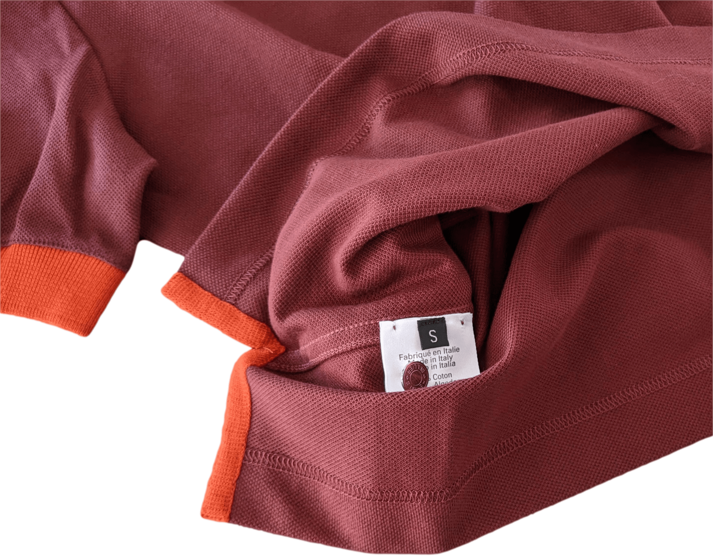 HERMES POLO SELLIER Women's Burgundy/Orange Buttoned Polo Shirt