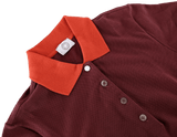 HERMES POLO SELLIER Women's Burgundy/Orange Buttoned Polo Shirt