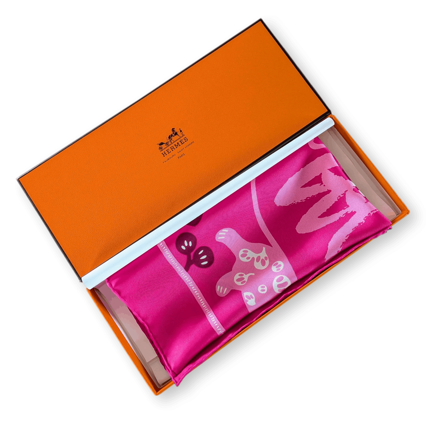HERMES Year of the Rat Gavroche 45 Twill Silk Rose Fuchsia Prune New in Box Collector