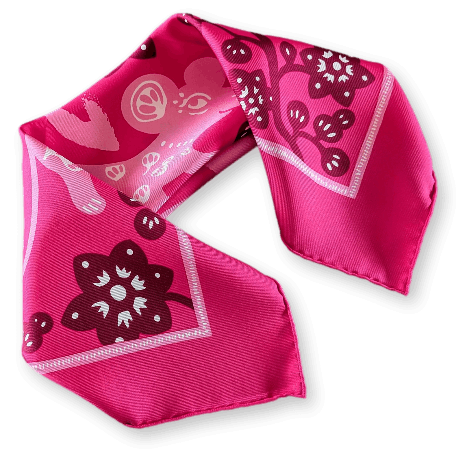 HERMES Year of the Rat Gavroche 45 Twill Silk Rose Fuchsia Prune New in Box Collector
