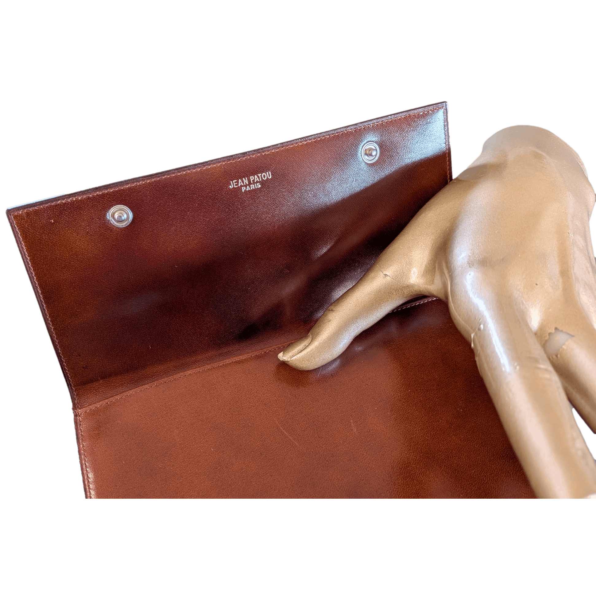 JEAN PATOU Paris Embossed Varan Leather Document Wallet Portfolio 1960s Rare