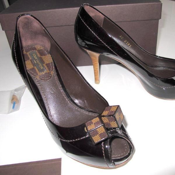 Louis Vuitton Damier St Honore Open Toe Pump Women Shoes, NIB! - poupishop