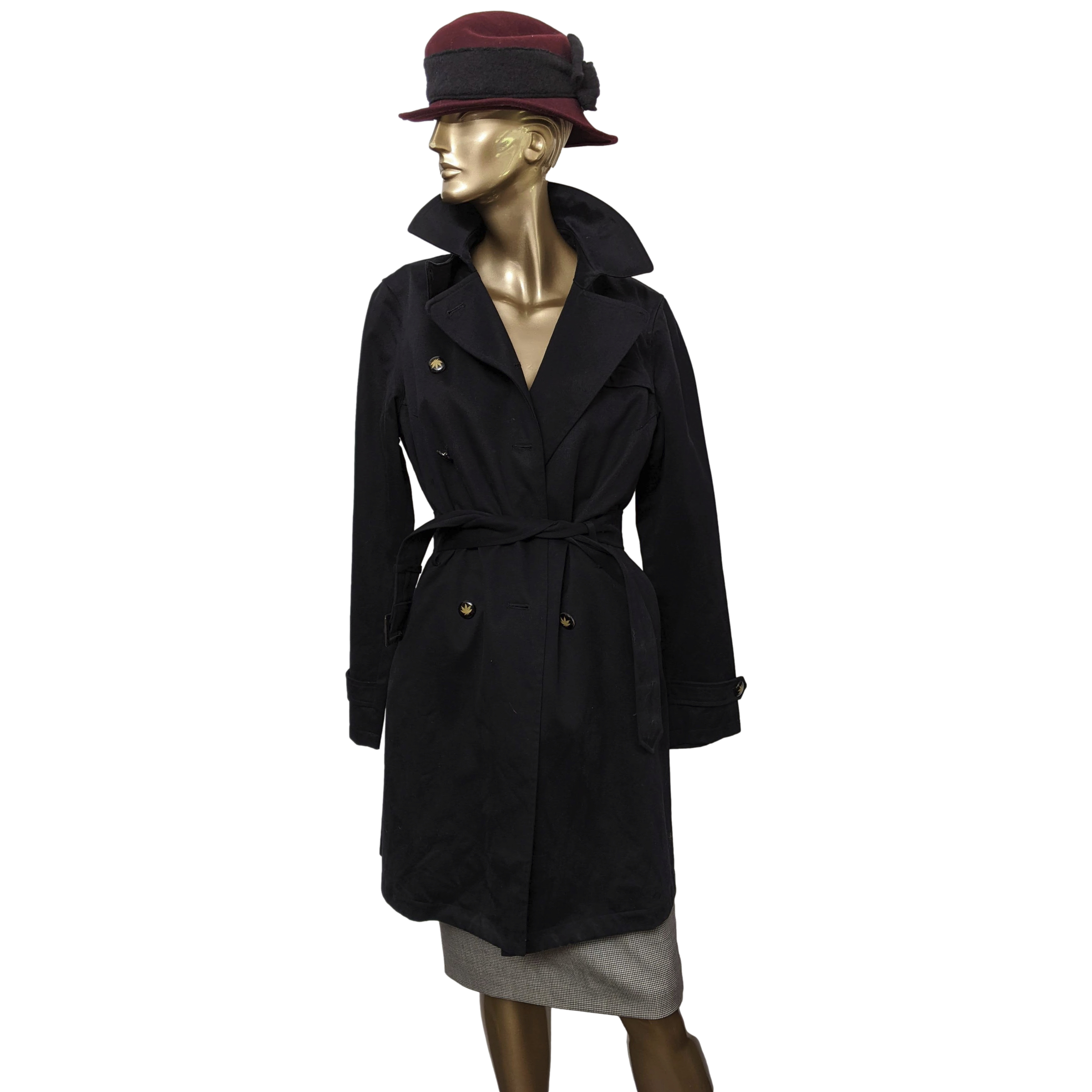 Lucien Pellat-Finet Black Cotton Trench with Camouglage Lining Women Coat SzL