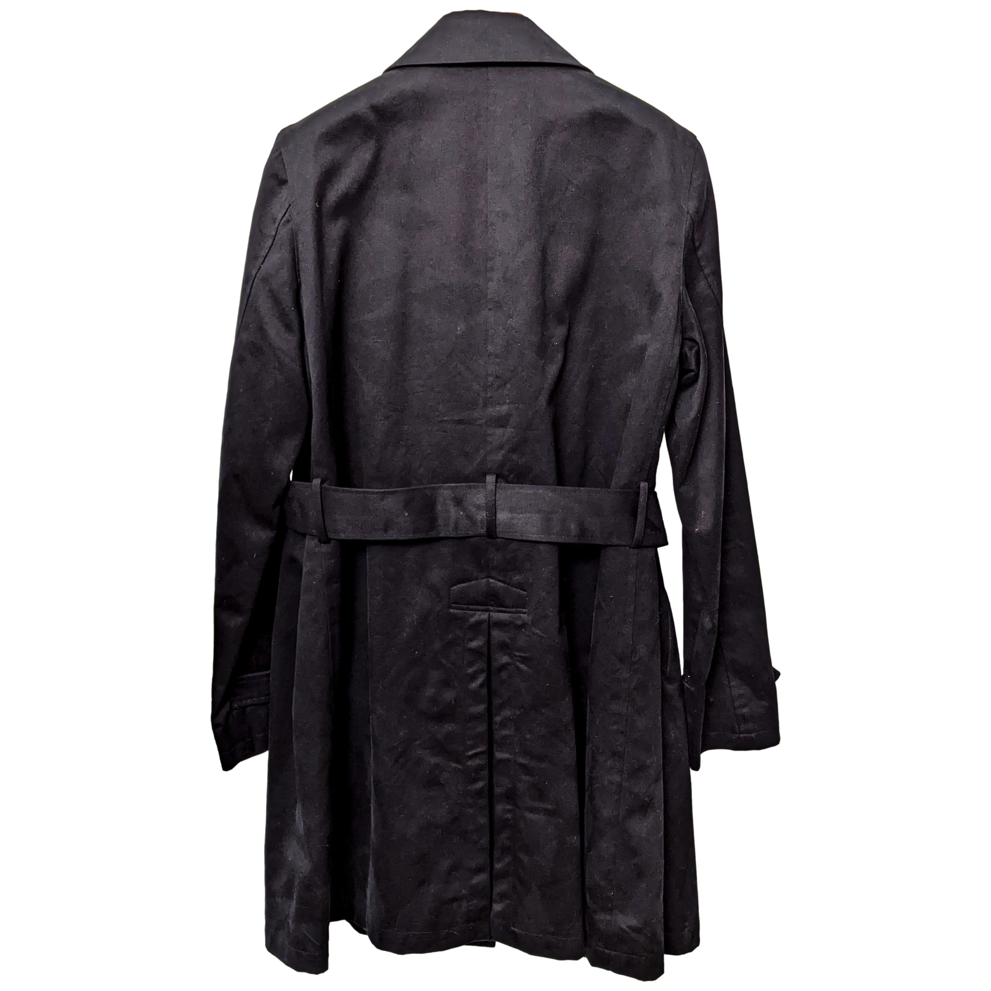 Lucien Pellat-Finet Black Cotton Trench with Camouglage Lining Women Coat SzL