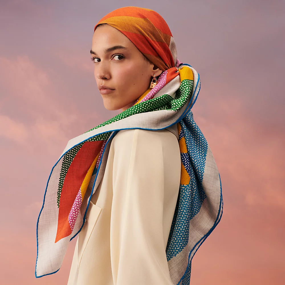 HERMES Mon Premier Galop Cashmere Shawl 140 x 140 cm, New in Box! A20250315