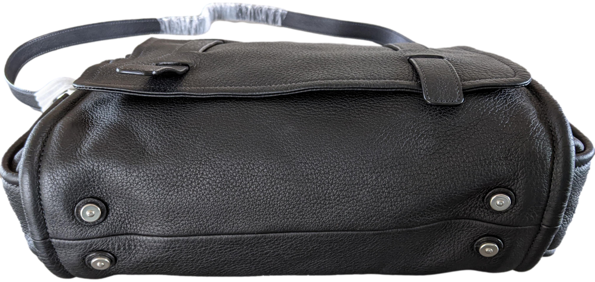 Produits Van Astyn Noir Grained Calfskin Courrier Messenger Bag GM 38 cm,