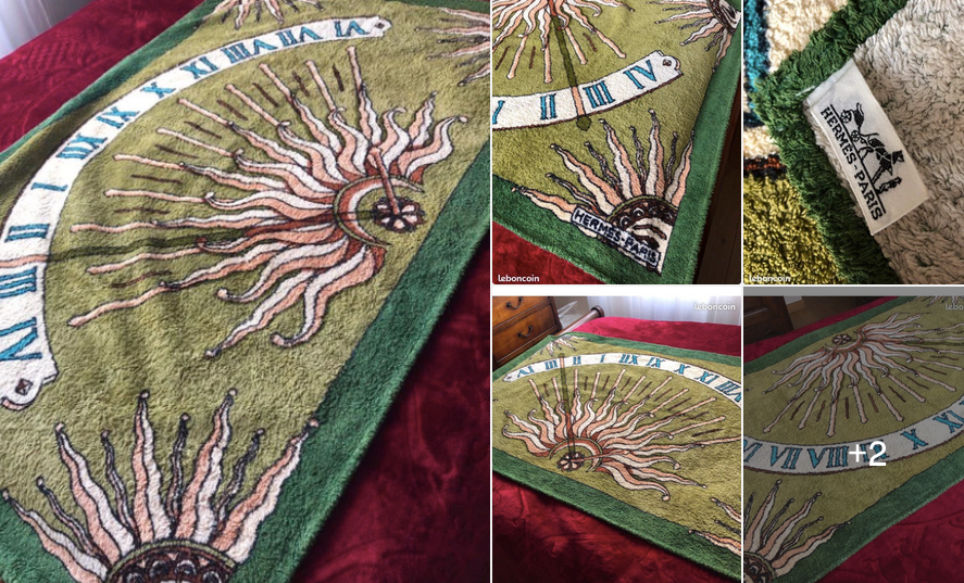 Produits Hermes Vert "Cadran Solaire" Tapis de Plage Terry Beach Towel GM 90 x 150 cm