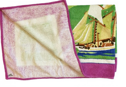 Hermes Vintage "Saling Ship" Cotton Terry Beach Towel 90 x 150 cm