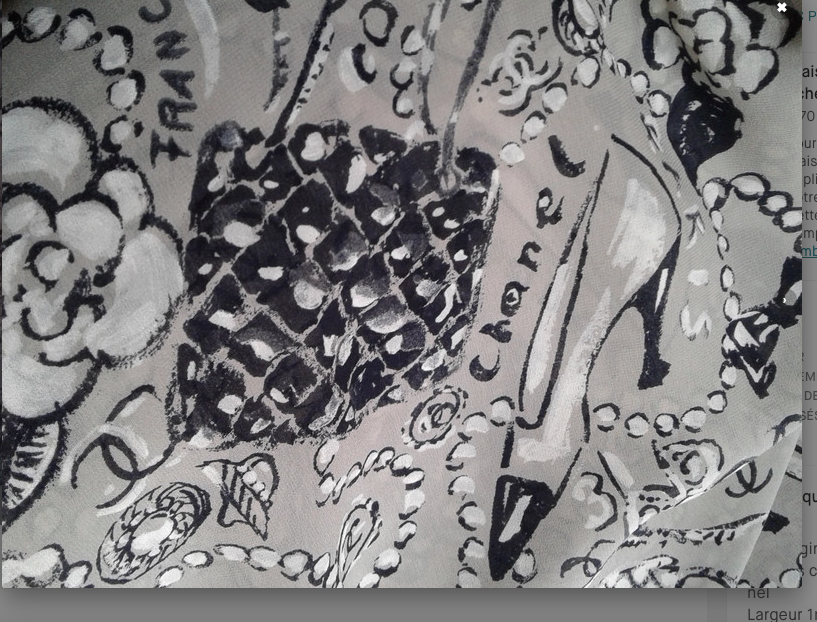 Chanel SS 1993 GrIs/Blanc "Cambon" Crepe of Silk Fabric 140 x 300 cm, RARE!