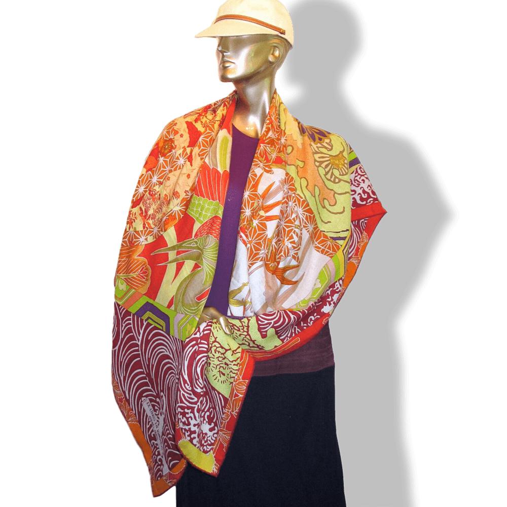 Hermes EX-LIBRIS EN KIMONOS Cashmere Shawl 140 CM