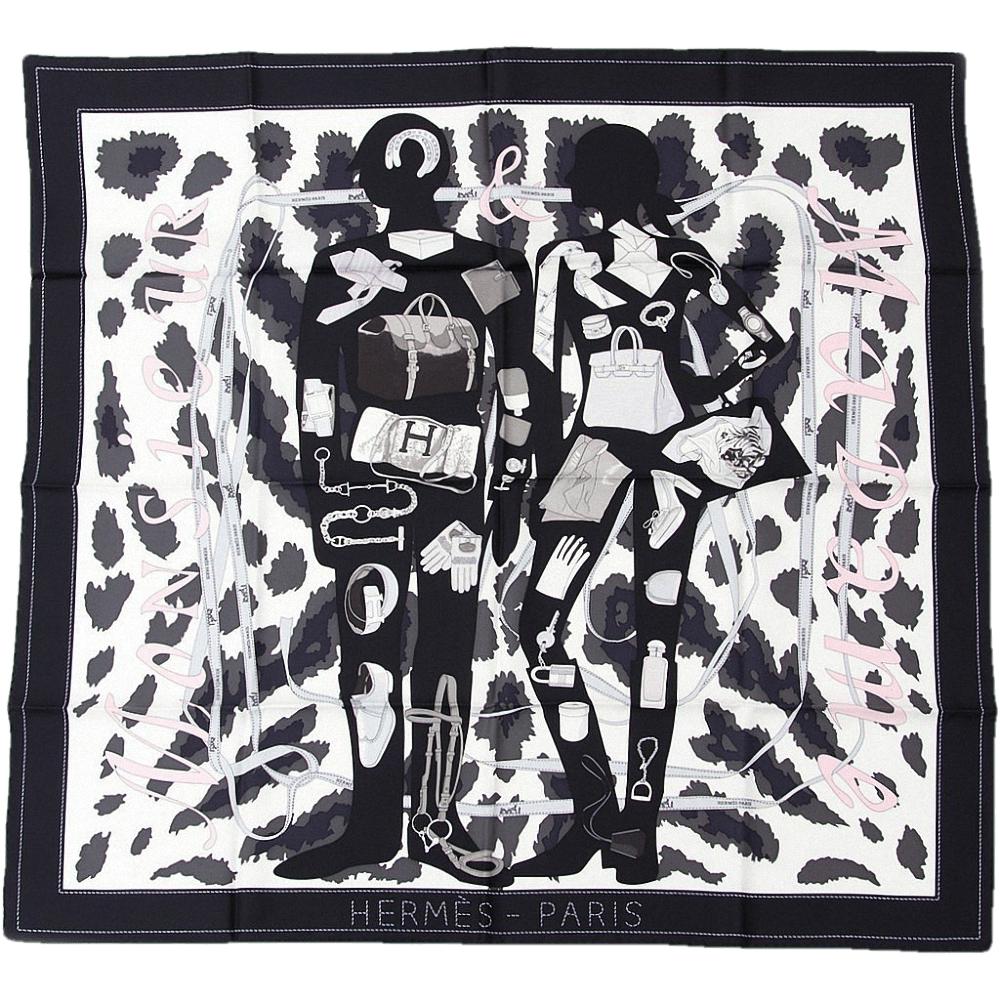 Hermes 2012 cw15 Black White Monsieur & Madame II Twill 90