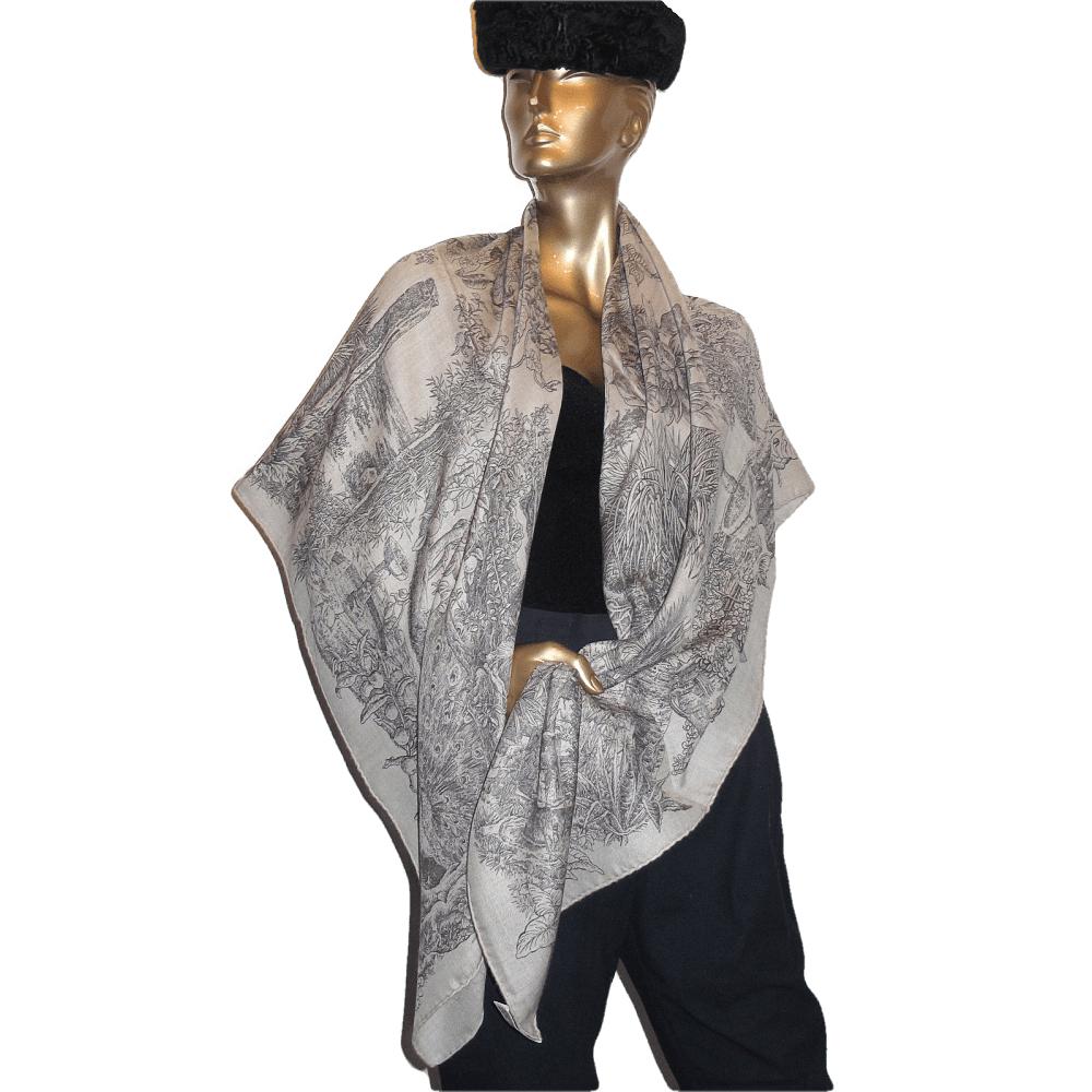 Hermes 2013 cw06 Naturel Anthracite Le Jardin de Leila Cashmere Shawl 140