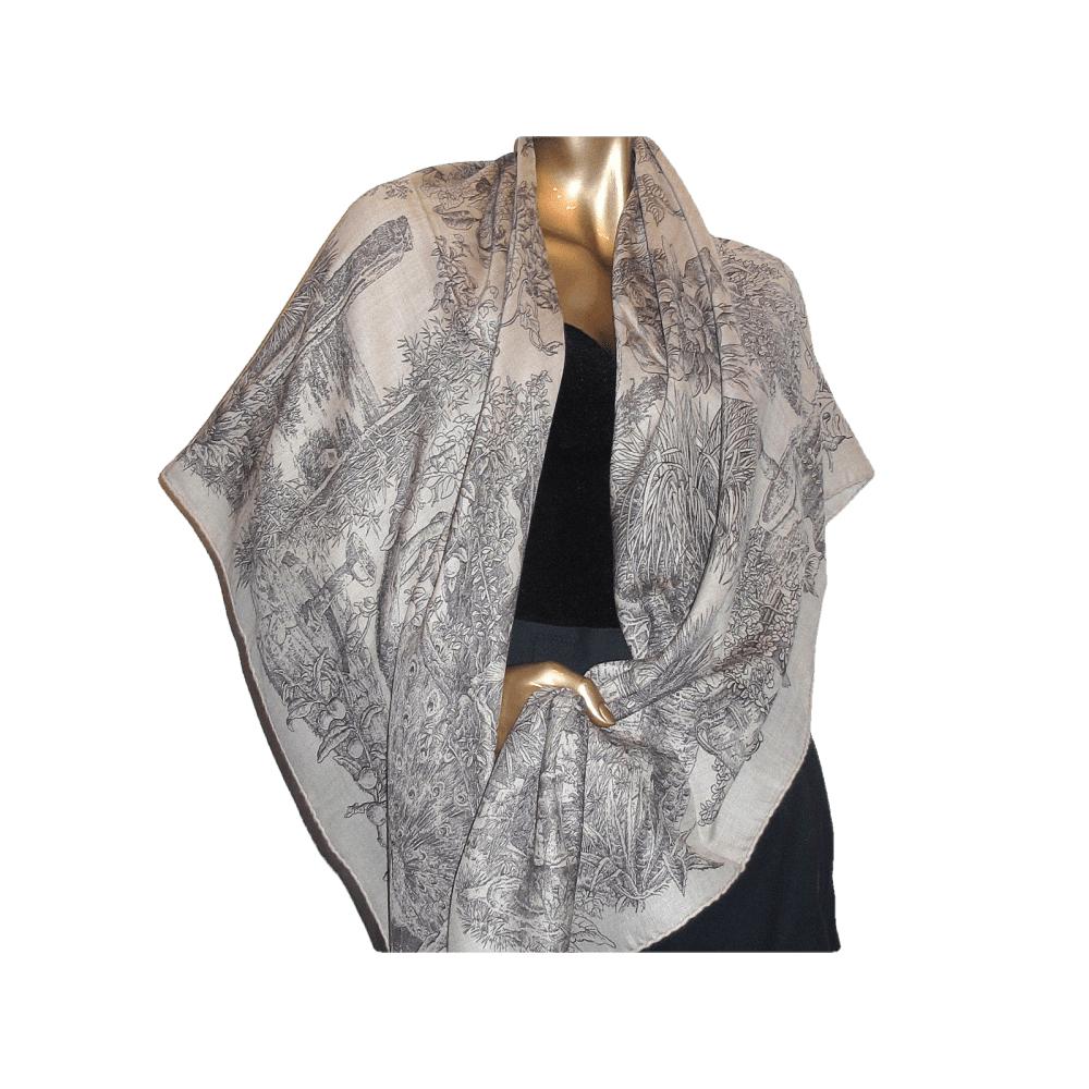 Hermes 2013 cw06 Naturel Anthracite Le Jardin de Leila Cashmere Shawl 140