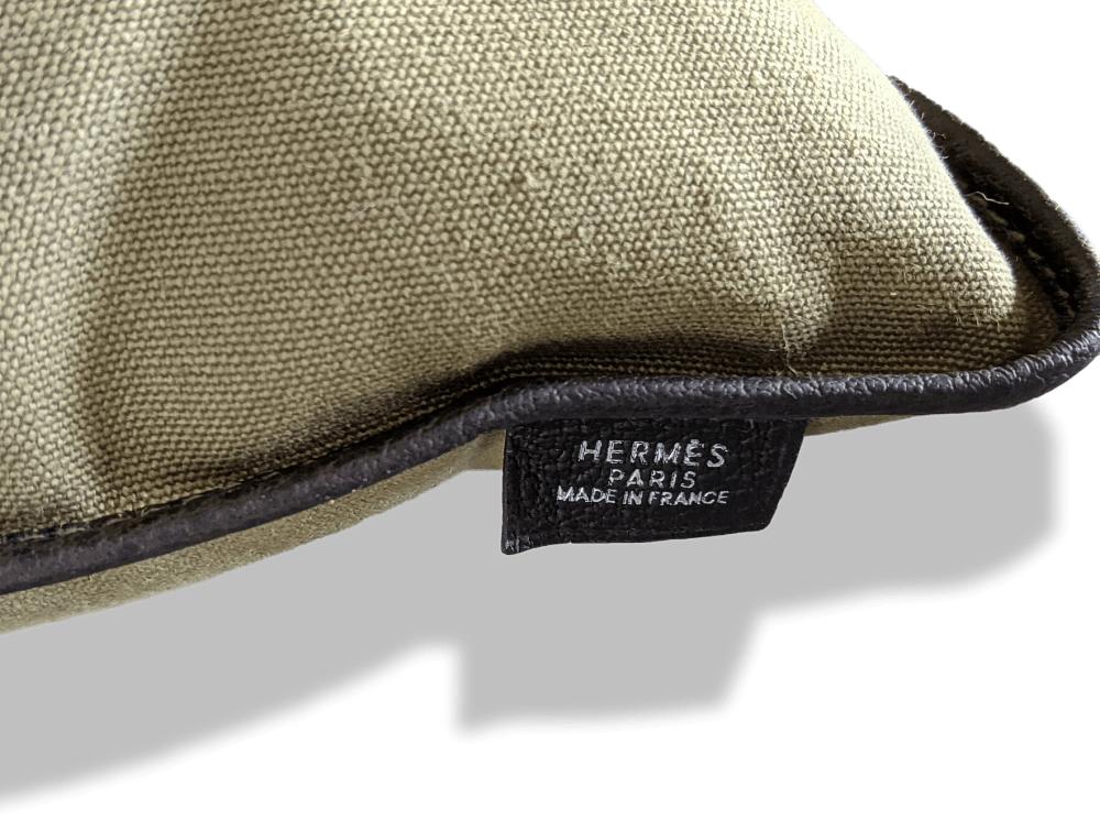 Hermes Kaki Officier Canvas/Ebene Taurilllon CUSHION, NEW!