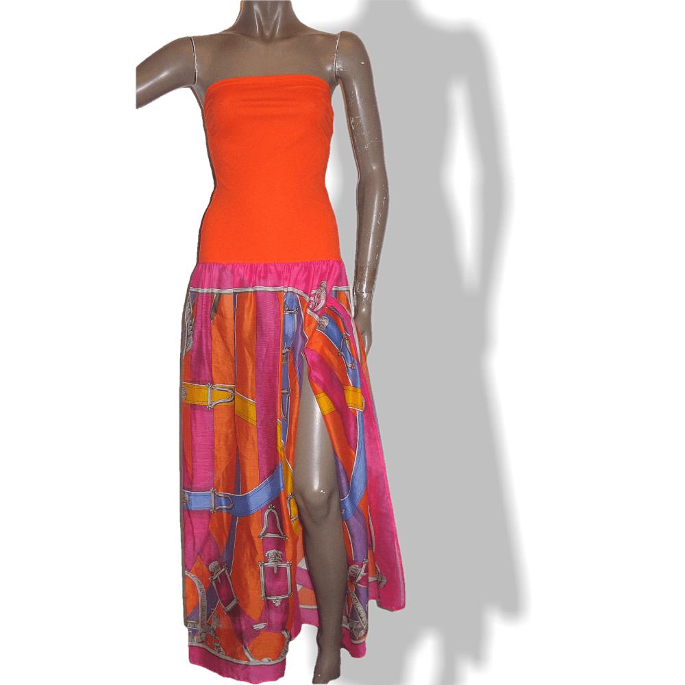 Hermes Cavalcadour Cotton Summer Sleeveless Bustier Beach Dress