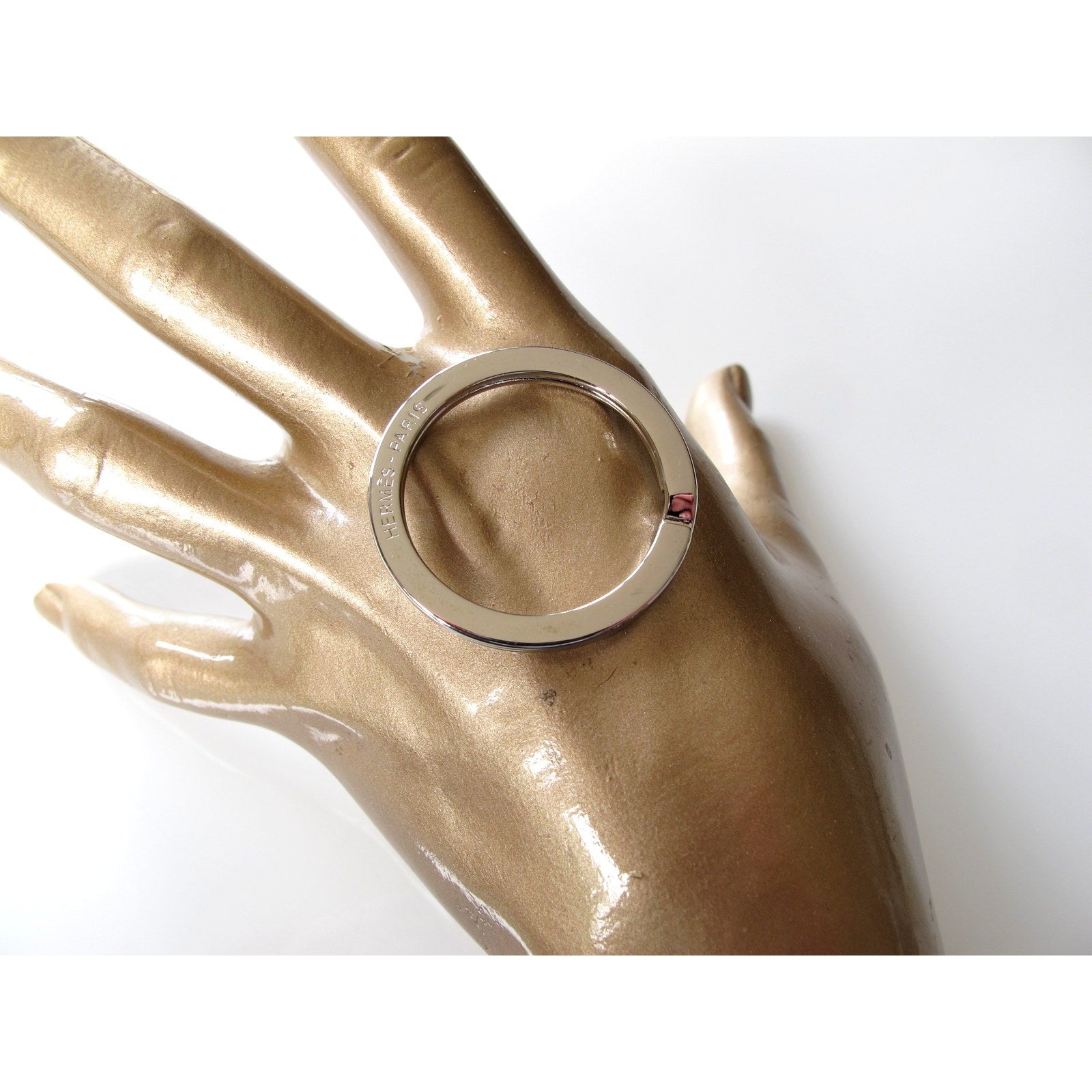 Hermes Plated Silver and Palladium Key Ring