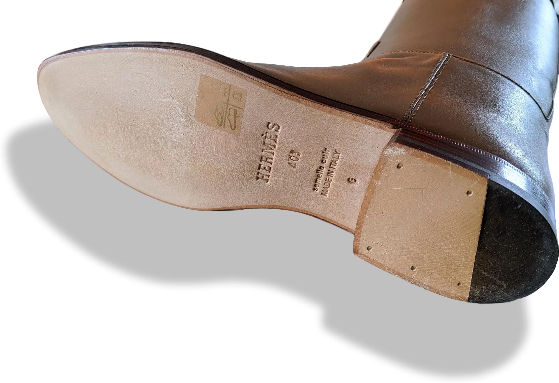 Hermes Etoupe Calfskin Leather Women's JUMPING Equistrian Style Boots Sz 40.5