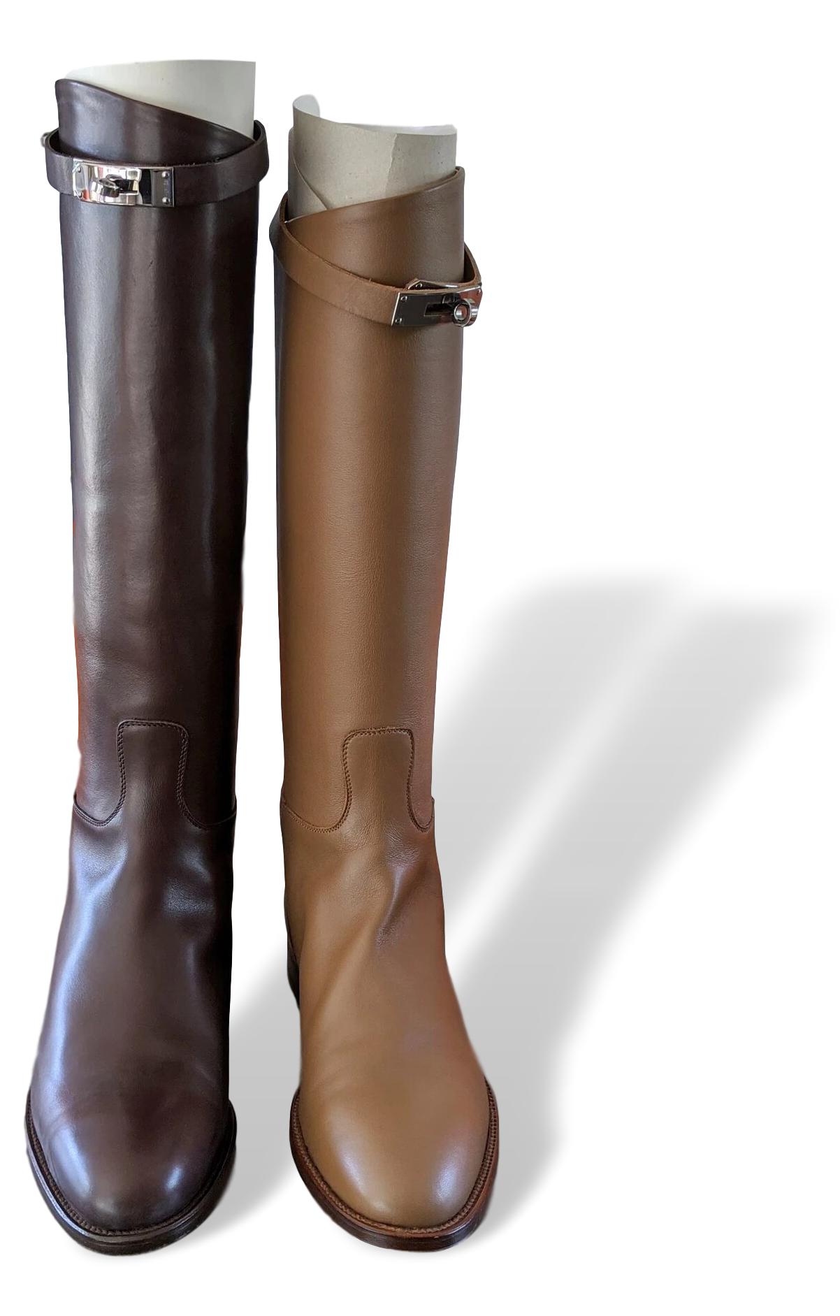 Hermes Etoupe Calfskin Leather Women's JUMPING Equistrian Style Boots Sz 40.5