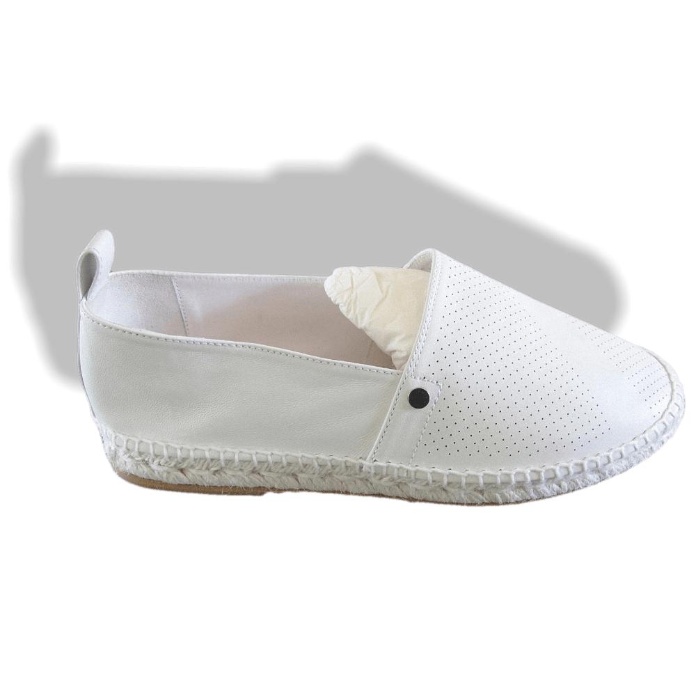 Hermes White Perforated Lambskin Nappa Eusebio Espadrilles Sneakers