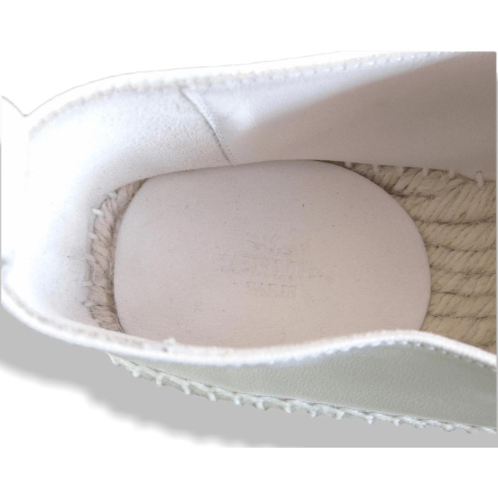 Hermes White Perforated Lambskin Nappa Eusebio Espadrilles Sneakers