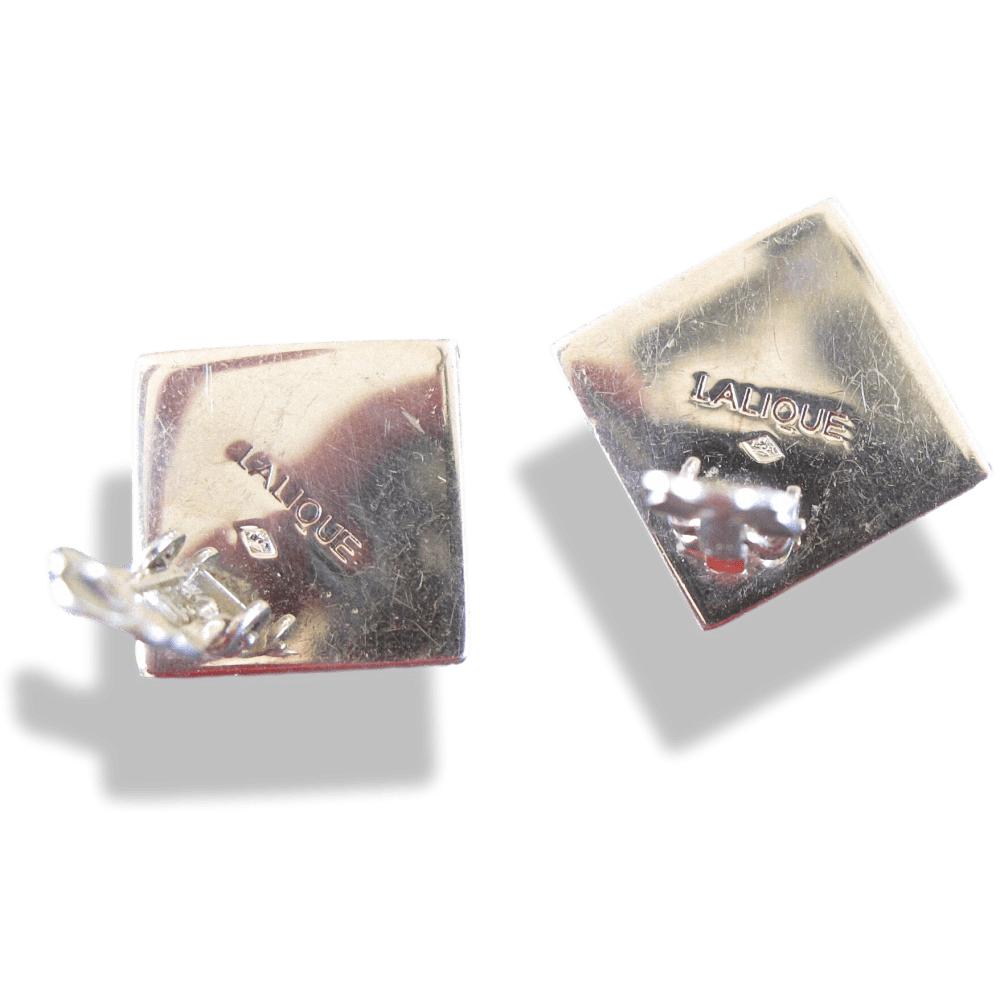 Lalique Silver 800 Nude Poured and Pearly Glass Crystal Clip on Earrings, Box!