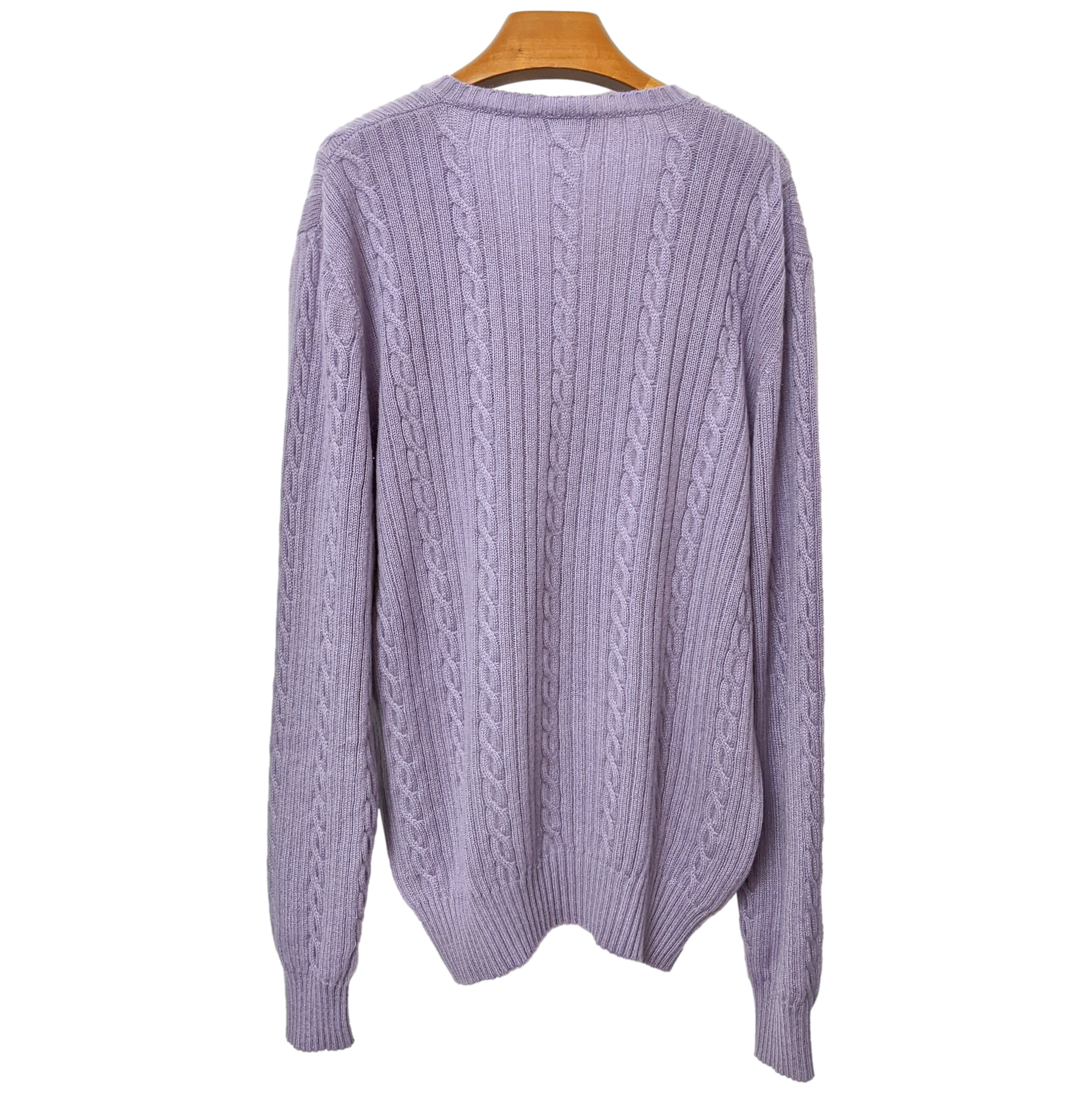 Produits Loro Piana Men's Mauve 100% Cashmere Cable Knit V-Neck Sweater Sz56