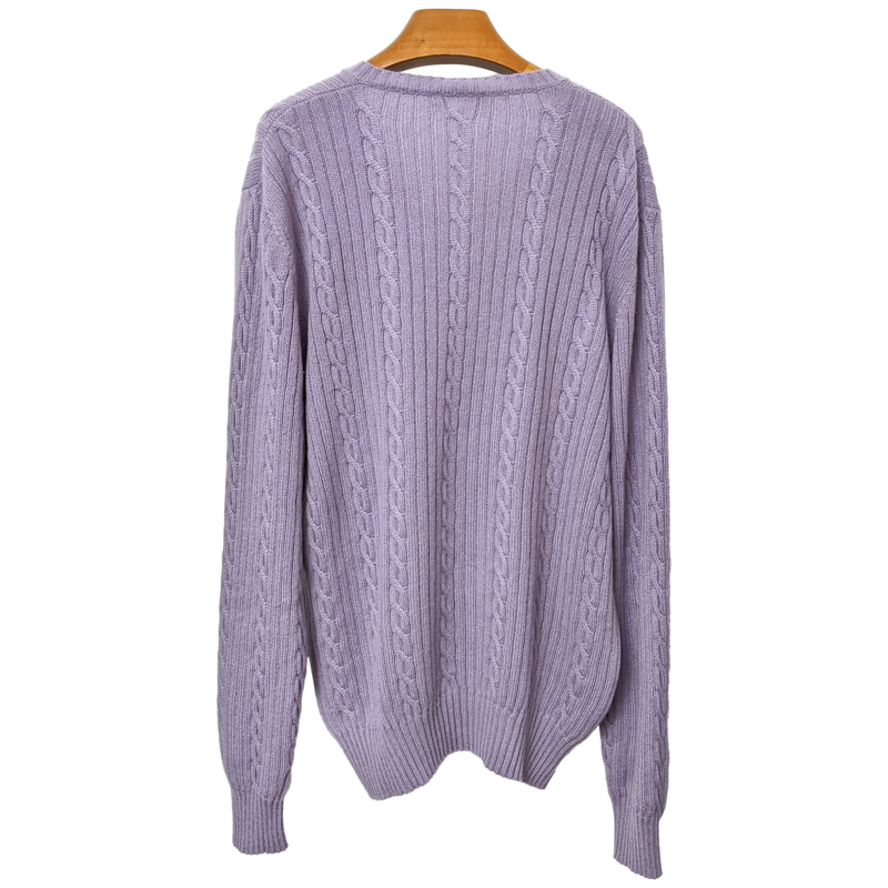 Produits Loro Piana Men's Mauve 100% Cashmere Cable Knit V-Neck Sweater Sz56
