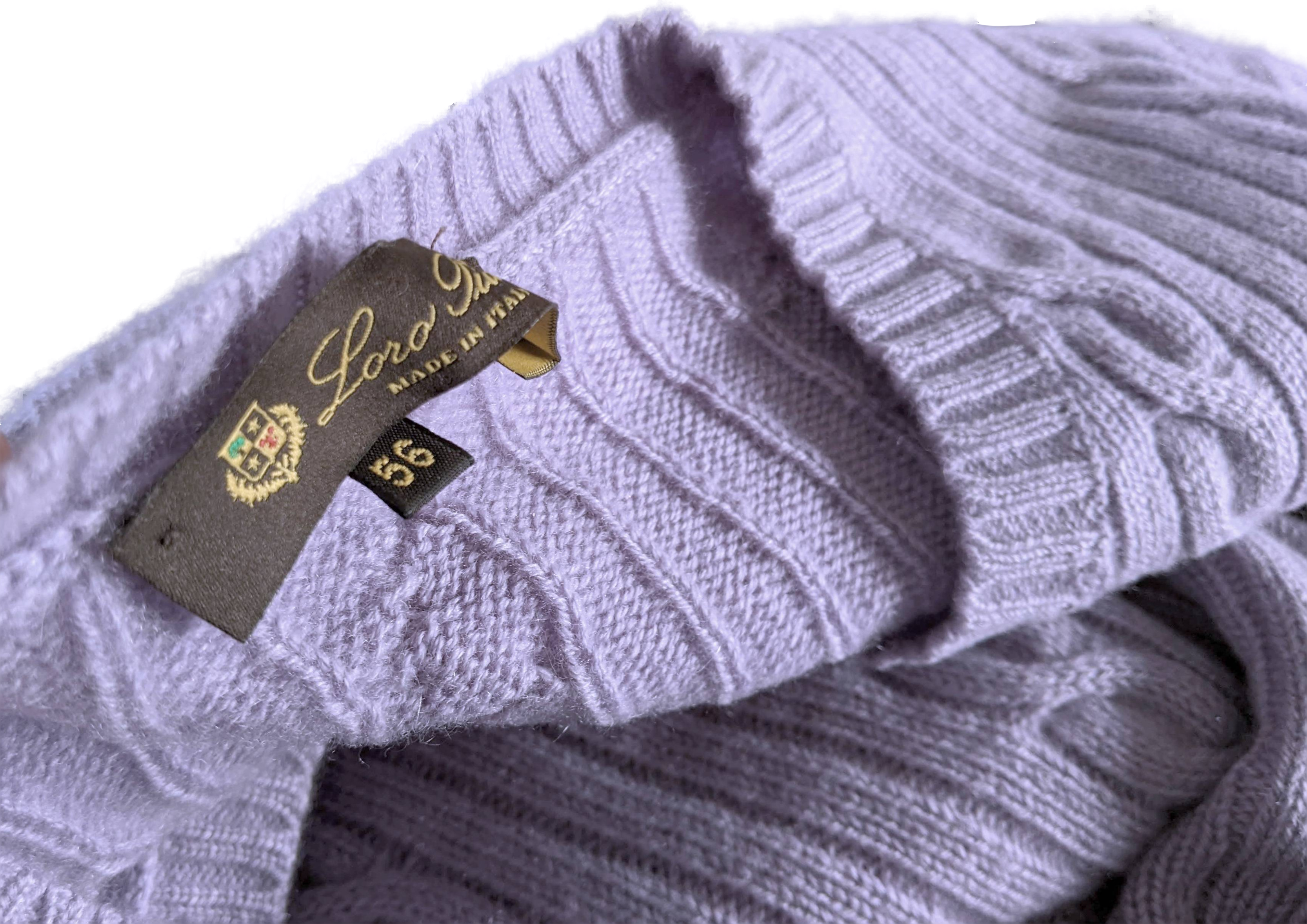 Produits Loro Piana Men's Mauve 100% Cashmere Cable Knit V-Neck Sweater Sz56