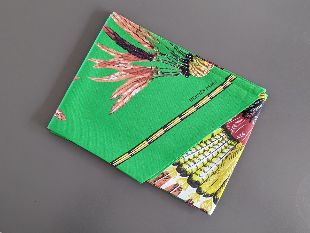 Hermes 2000s Green Brazil by Laurence Bourthoumieux Maxi Twilly Scarf New!