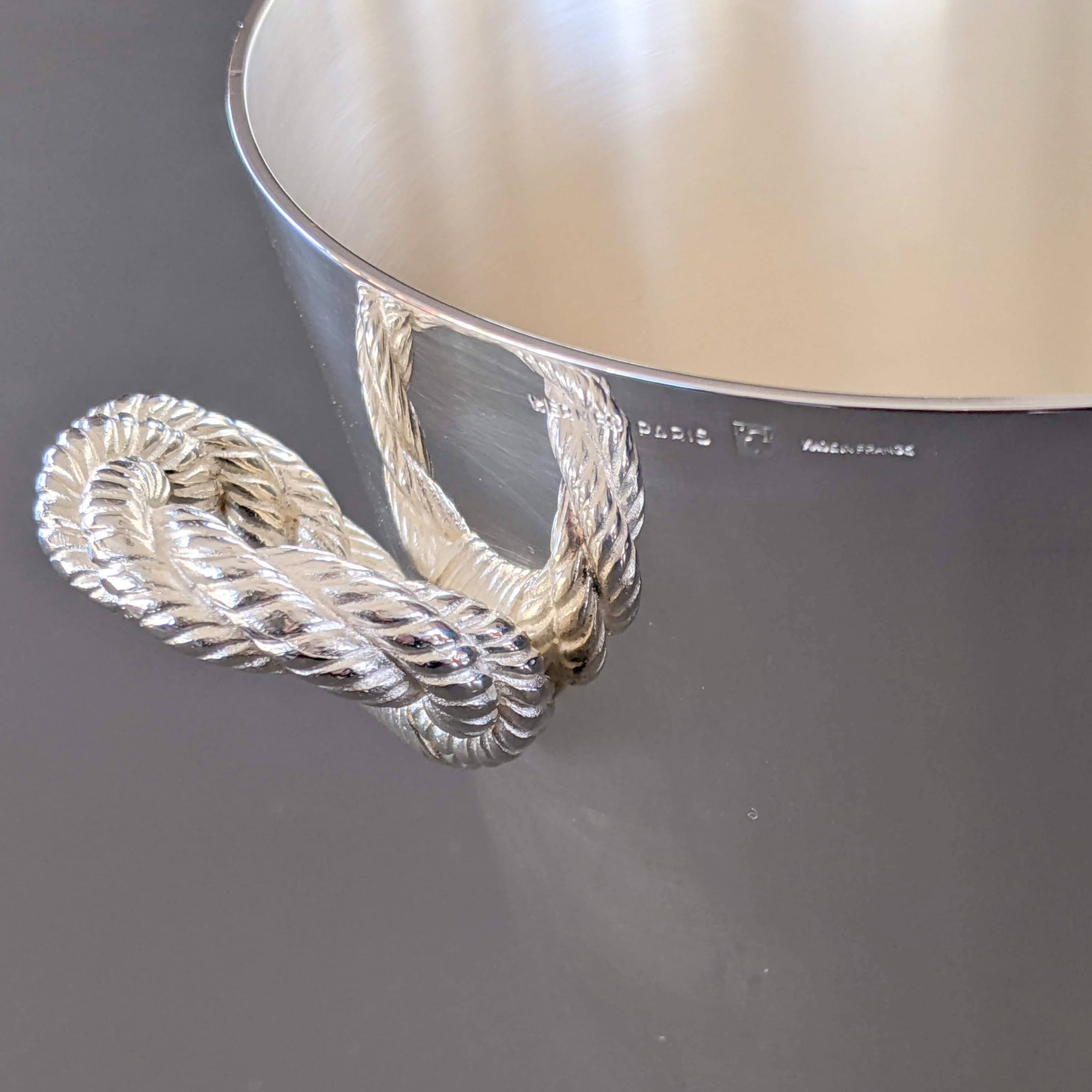 Hermes Silver Plated "Noeud Marin" Ice Bucket, Superb!
