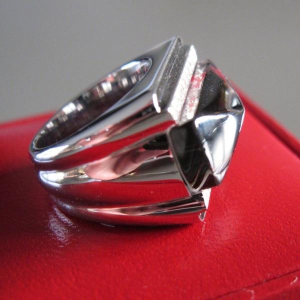 Baccarat Art Deco Black Crystal & Diamonds Unisex Louxor Ring GM, NIB! - poupishop