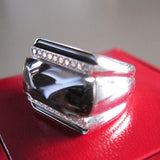 Baccarat Art Deco Black Crystal & Diamonds Unisex Louxor Ring GM, NIB! - poupishop