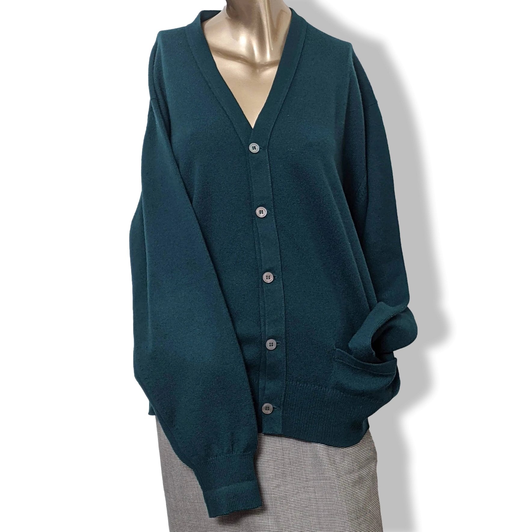 Ballantyne Men's Green 100% Cashmere Made in Scotland V-Neck Cardigan Sz 50, Pur luxe! - poupishop