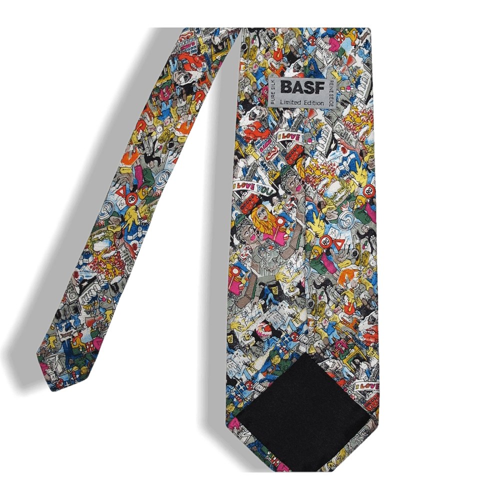 BASF Limited Edition VIP Multi Coloured I LOVE YOU Silk Tie, New! - poupishop