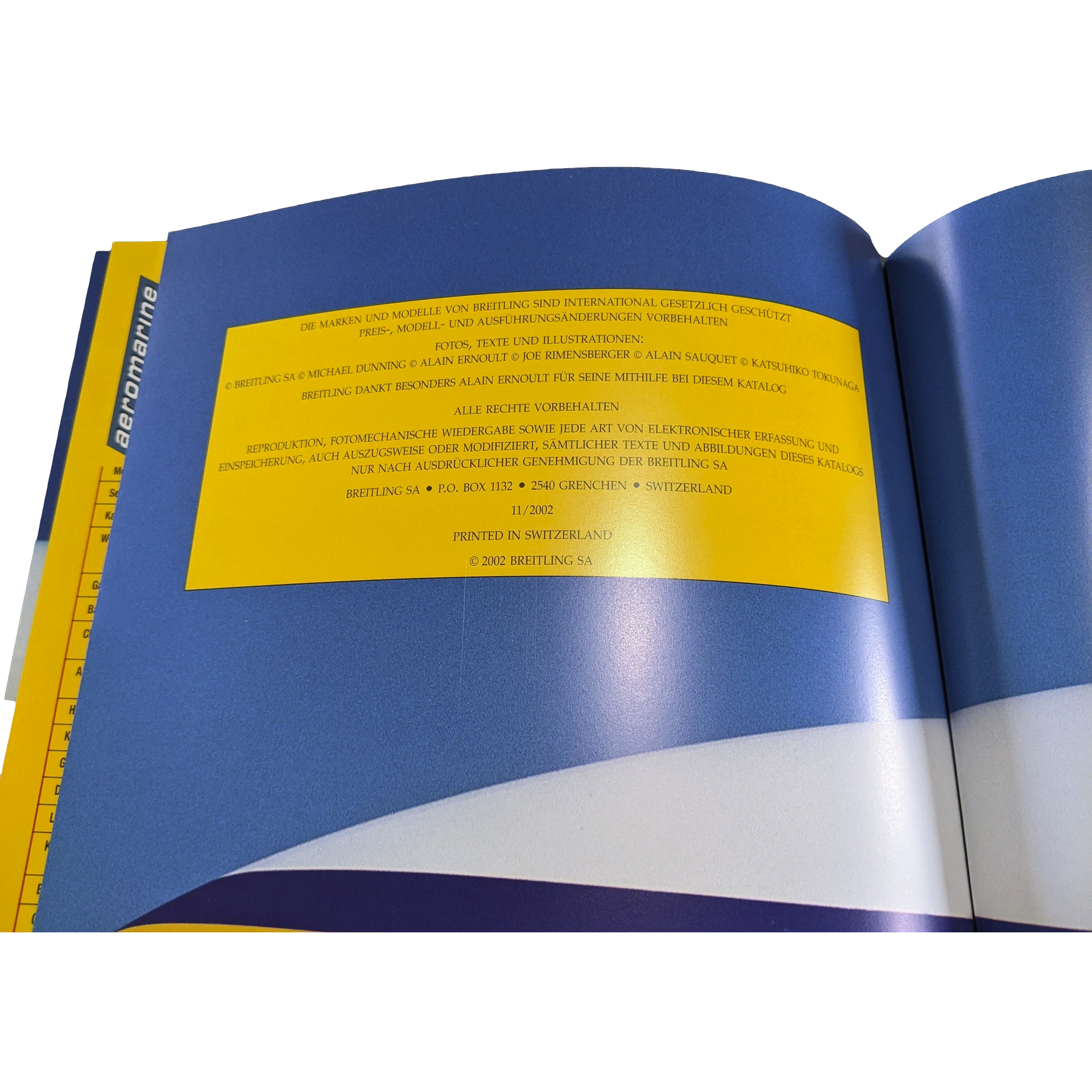 Breitling 1884 2002/2003 "1301" Chronolog 03 Catalogue for Professional Watches Resellers with Prices