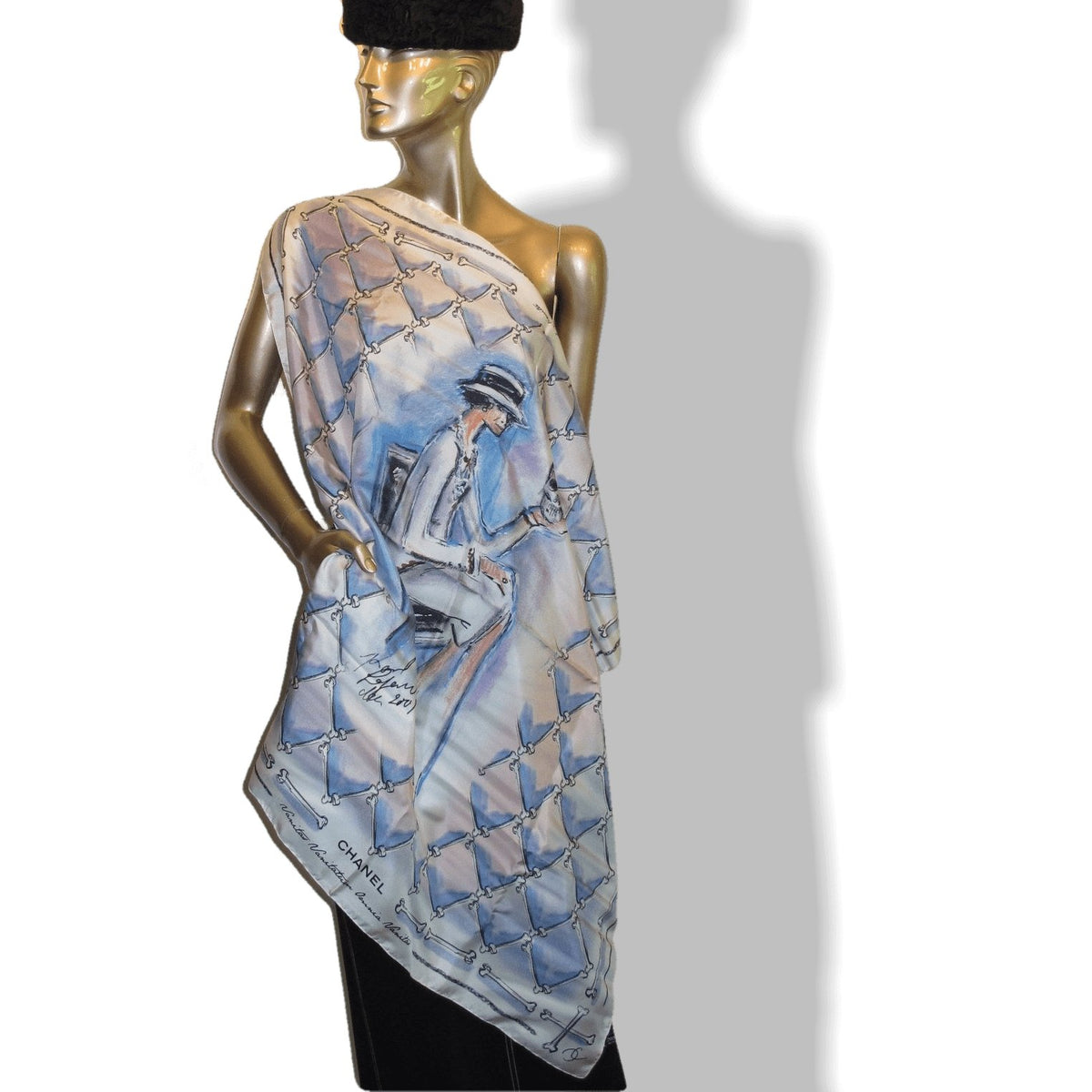 Chanel 2009 Limited Edt 1000 Ex. Musee Maillol Vanities Skull by Karl Lagerfeld Silk Scarf 90cmcm, NIB! - poupishop