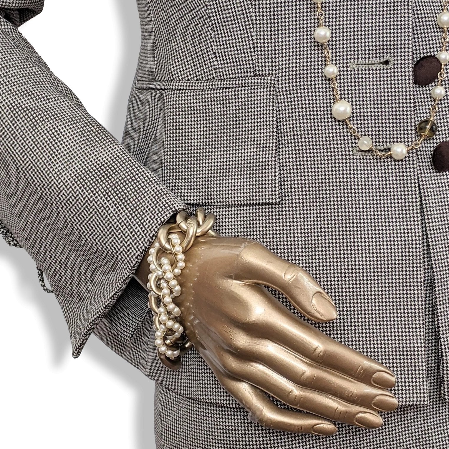 Chanel 2013 Permabrass/Pearls Gripoix Links Chain Bracelet, New! - poupishop