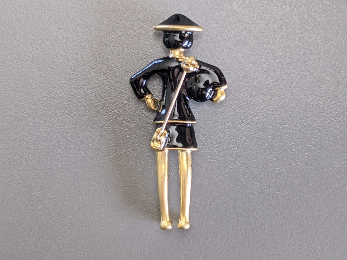 Chanel 2016 Black/Satined Gold Enamelled CoCo Brooch Vip, New! - poupishop