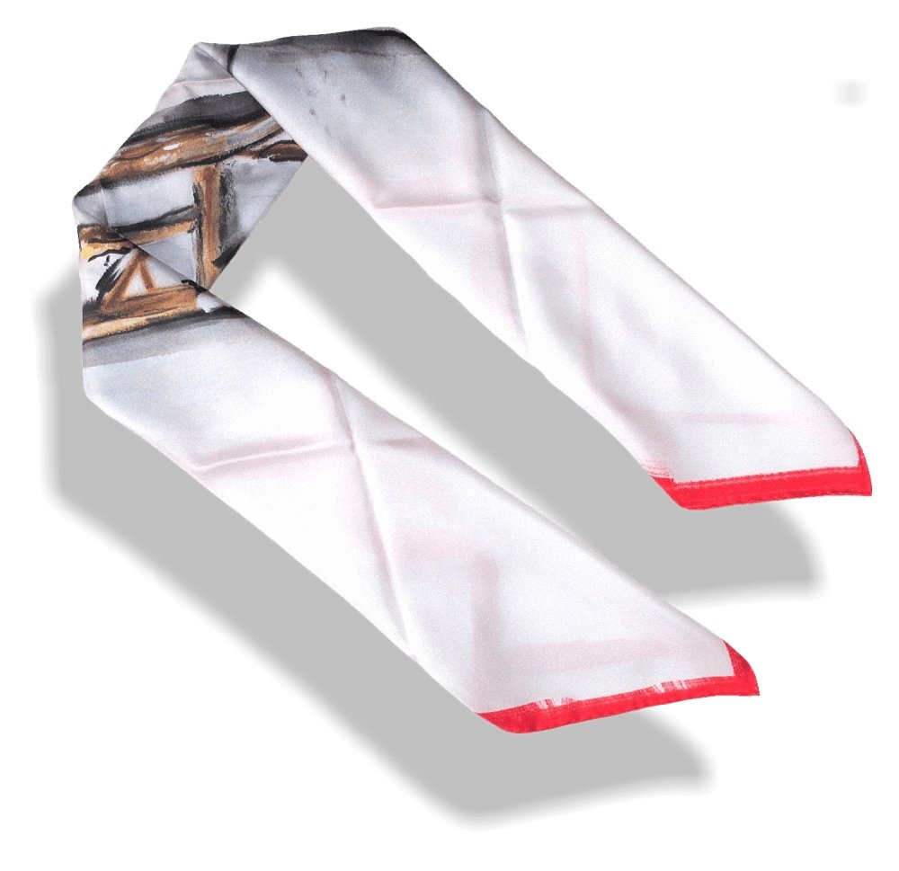Chanel 2016 White Red FRONT ROW ONLY designed by Karl Lagerfeld Silk Scarf 90cmcm, New! - poupishop