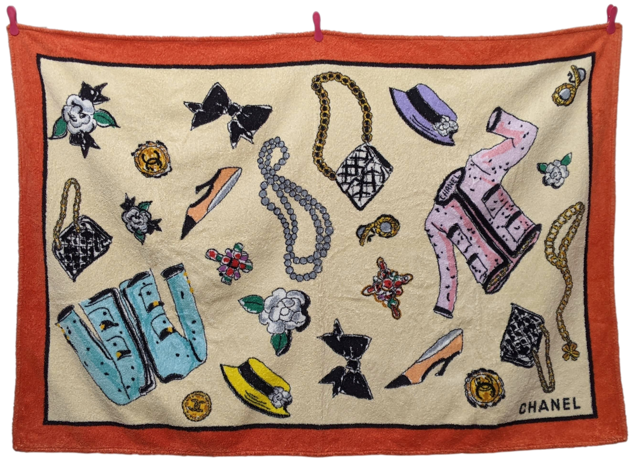 Chanel Vintage "Accessoires" Terry Cotton Beach Towel 100 x 140 cm