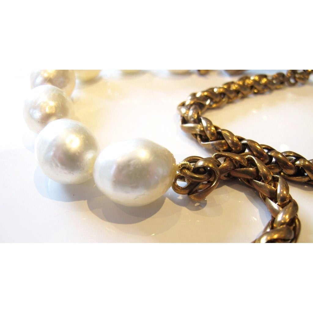 Chanel Dated 1984 Kings chain Baroque Pearls Gripoix Sautoir, Box! - poupishop
